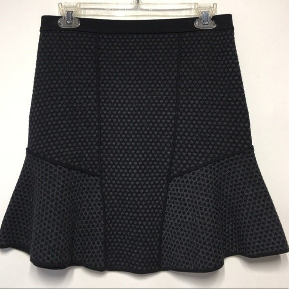 Sandro Jeu Dot Jacquard Flare Skirt Anthracite 6 - Picture 4 of 8